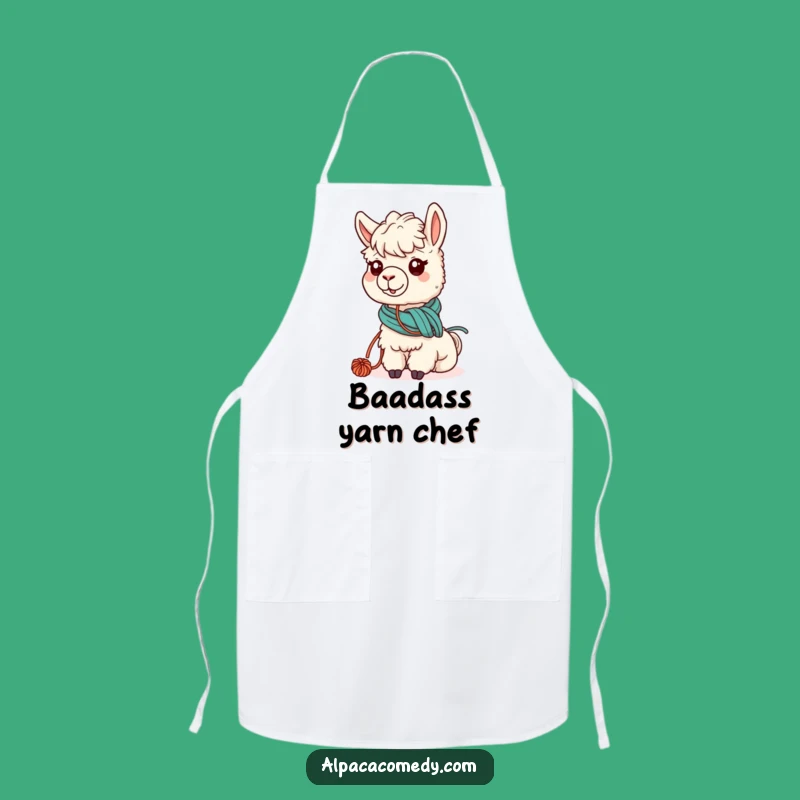 Funny Kawaii Alpaca Yarn Apron, Cute Grazing Alpaca Gift for Crafters