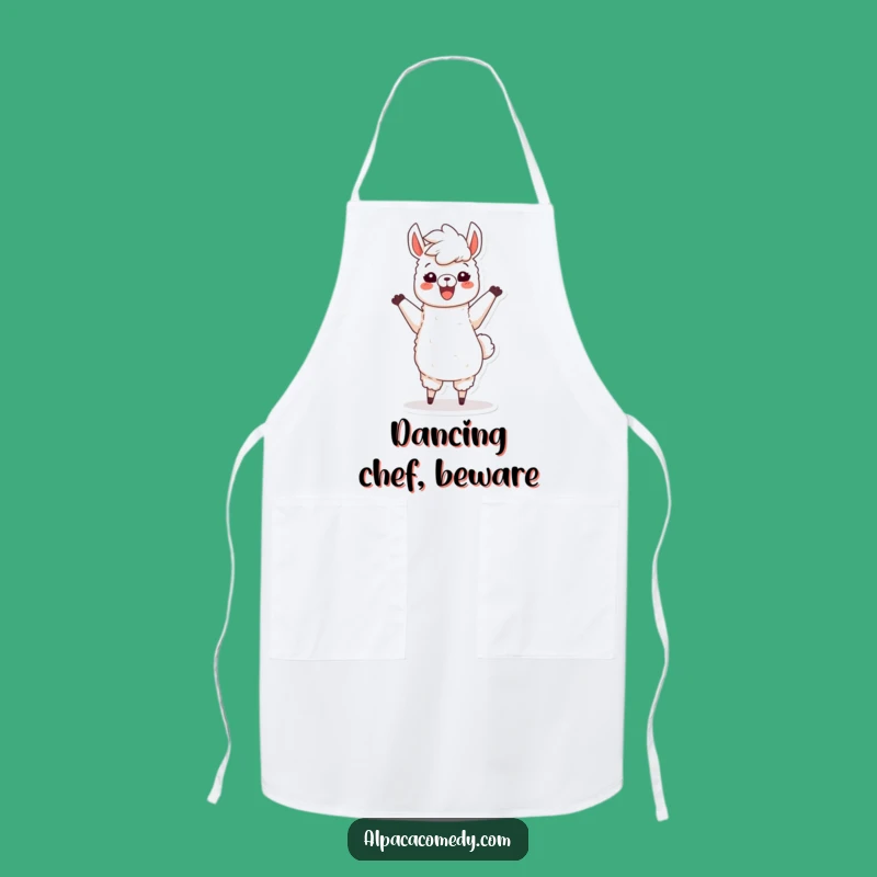 Funny Dancing Alpaca Apron: Joyful Character with Fluffy Mane, Culinary Gift