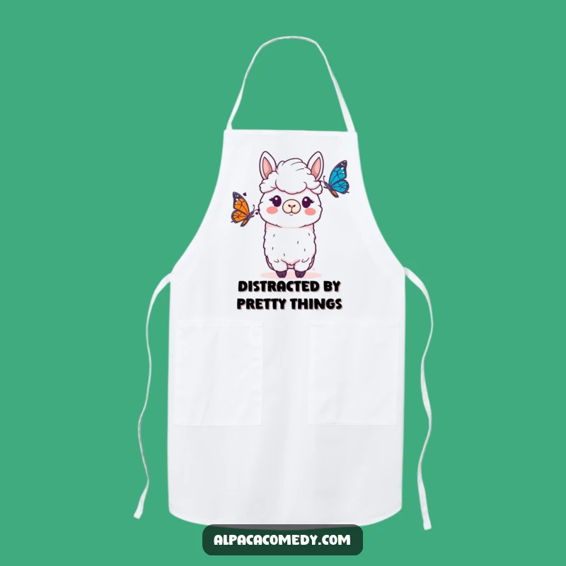 Funny Alpaca Butterfly Apron - Chef's Whimsical Kitchen Gift
