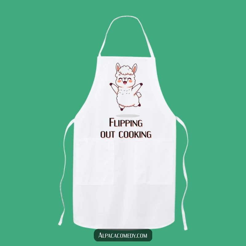Funny Alpaca Joy Jump Apron, Flying Wool Alpaca Kitchen Gift