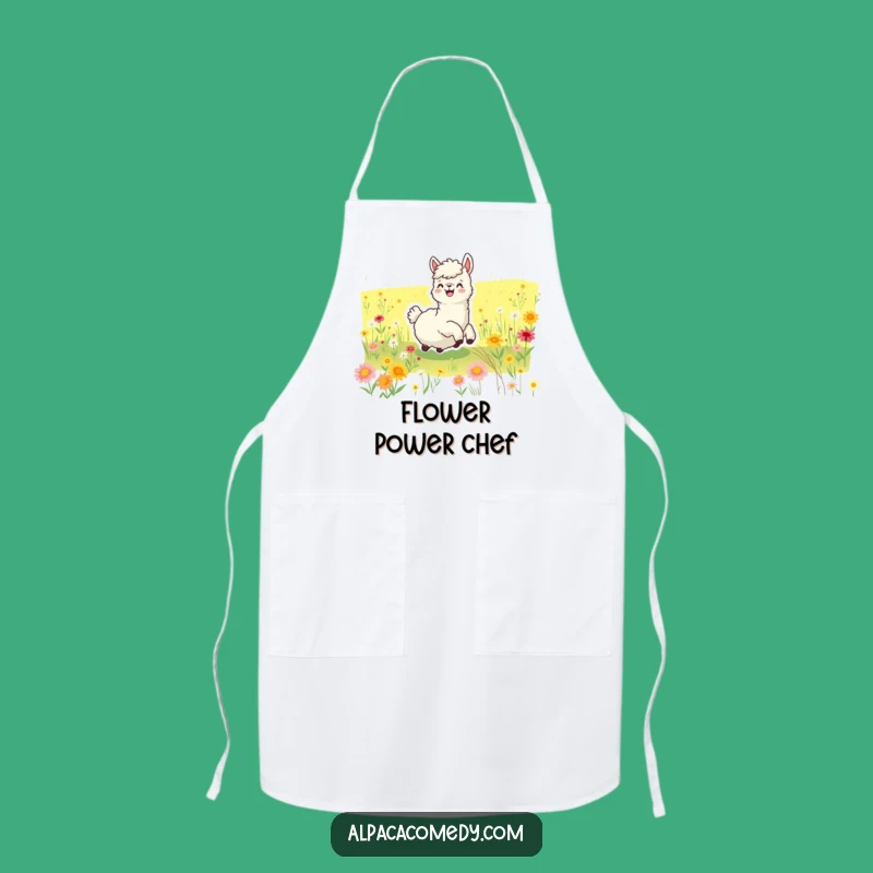 Funny Joyful Alpaca Apron - Cook with Delightful Wildflower Charm