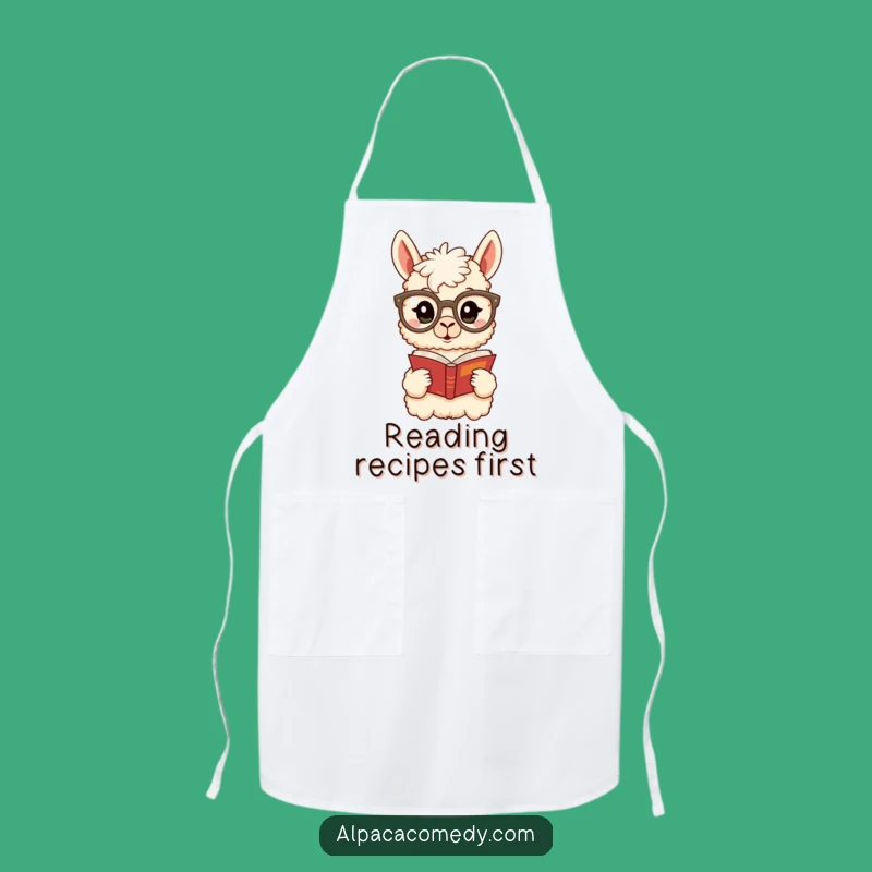 Funny Alpaca Bookworm Apron - Cook and Read with Intellectual Flair Gift