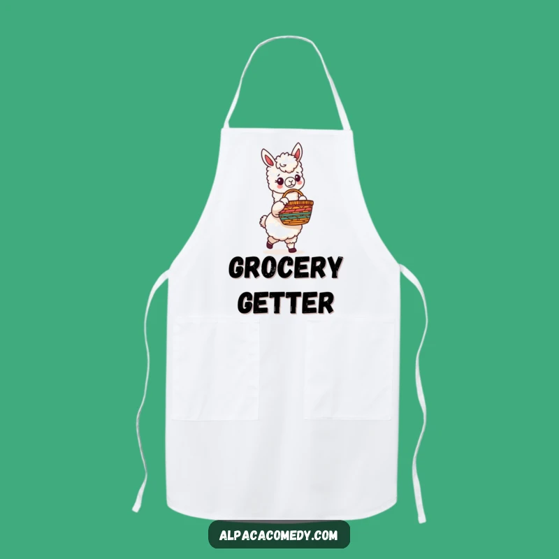 Funny Alpaca Fiesta Basket Kitchen Apron: Chef’s Whimsical Cooking Gift