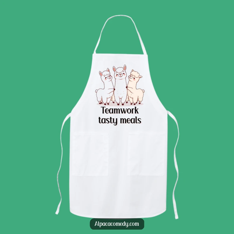 Funny Alpaca Nudge Apron, Playful Group Alpaca Kitchen Gift