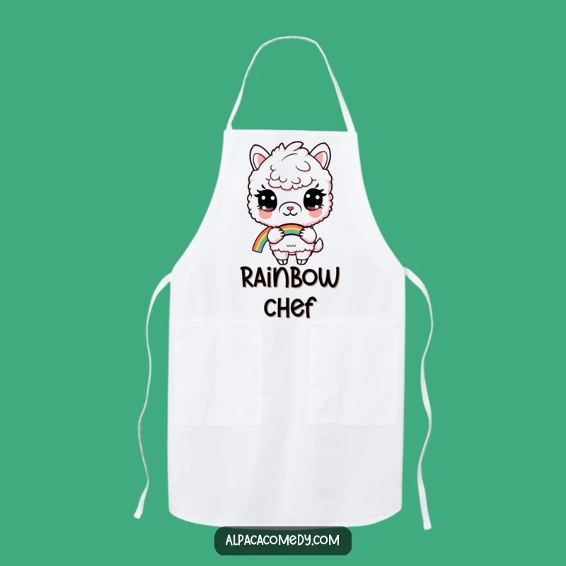 Funny Curious Alpaca Rainbow Apron: Kitchen Magic, Practical Funny Gift