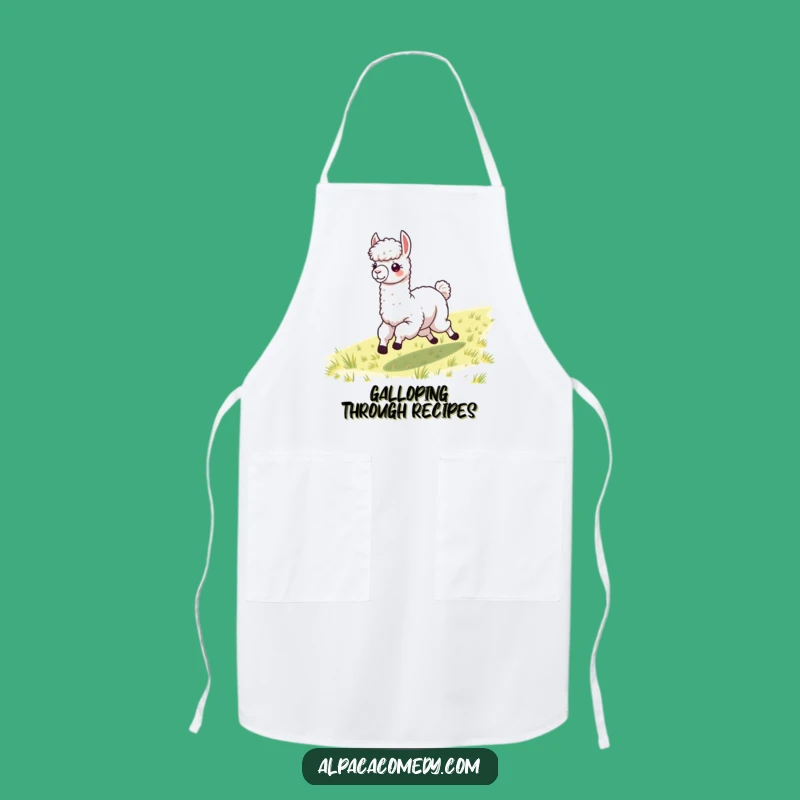 Funny Galloping Alpaca Apron - Windblown Fleece Kitchen Fun Gift