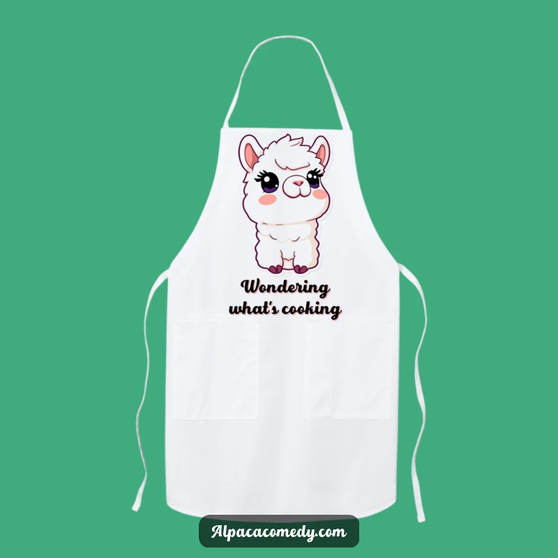 Funny Kawaii Alpaca Apron, Curious Expression Kitchen Wear, Cute & Funny Gift for Cooks