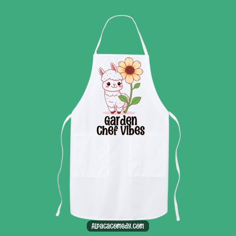 Funny Kawaii Alpaca Flower Apron - Cook with a Smile!