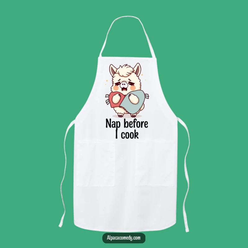 Funny Tired Alpaca Apron - Cook with Cozy Yawn Style