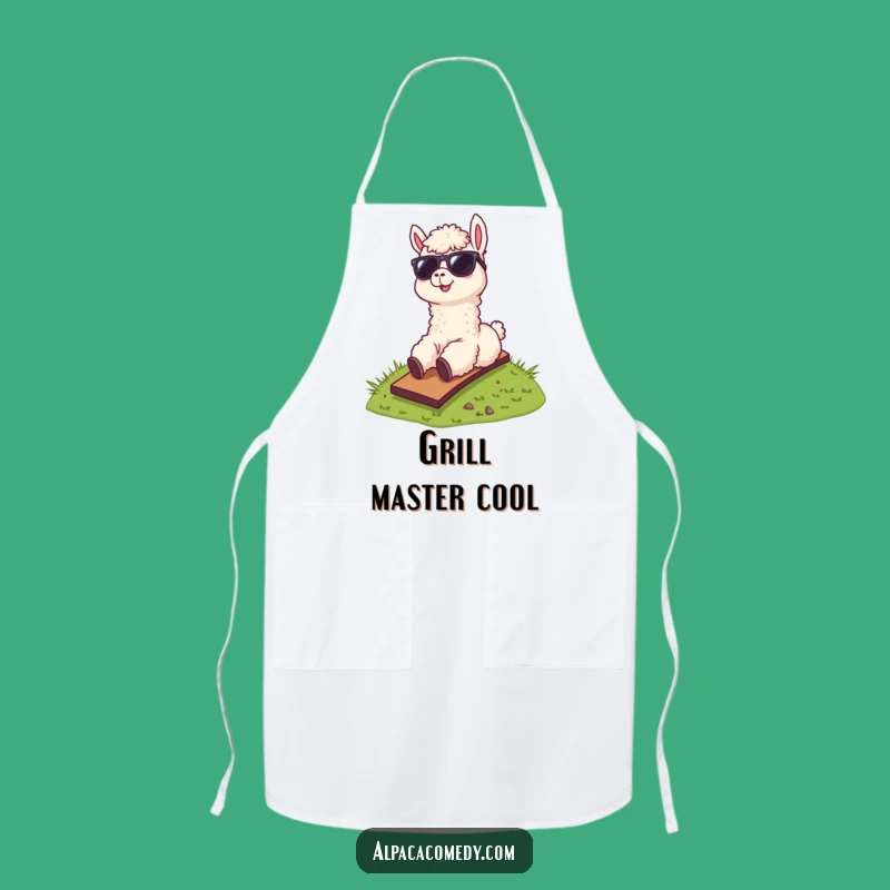 Funny Alpaca Sunglasses Apron, Cool Hill Sliding Alpaca Kitchen Gift