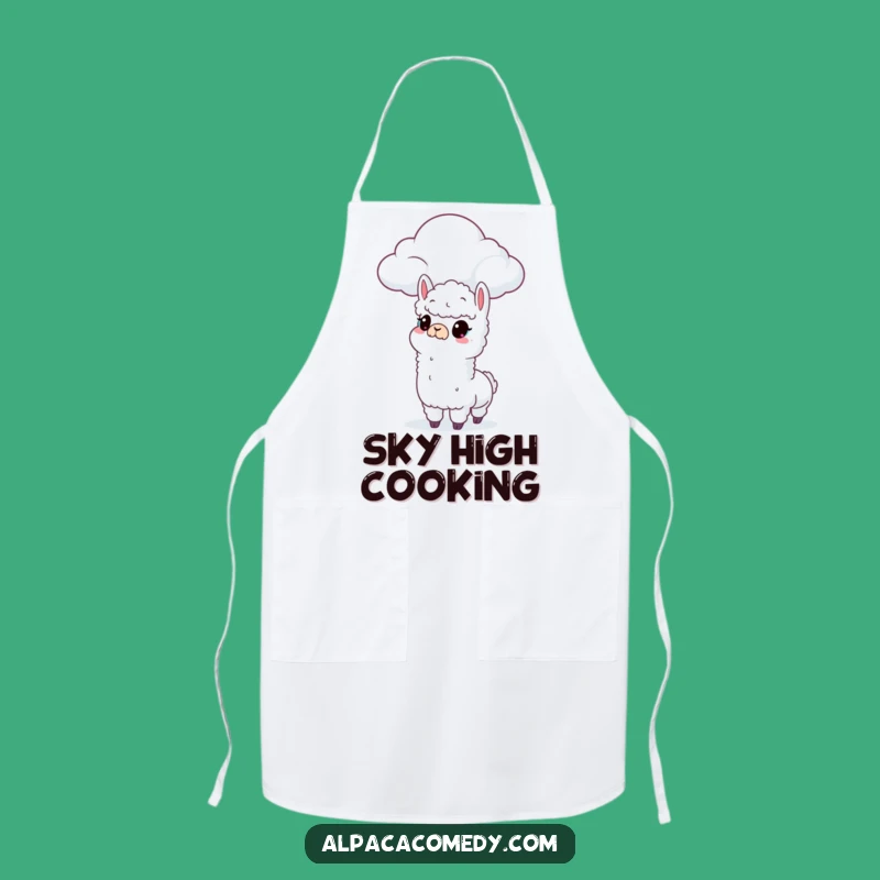 Curious Alpaca Cloud Kitchen Apron: Whimsical Cooking Companion Gift
