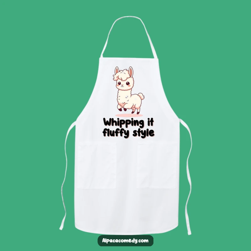 Funny Kawaii Alpaca Apron - Prancing Chef, Fluffy Mane Kitchen Humor Gift