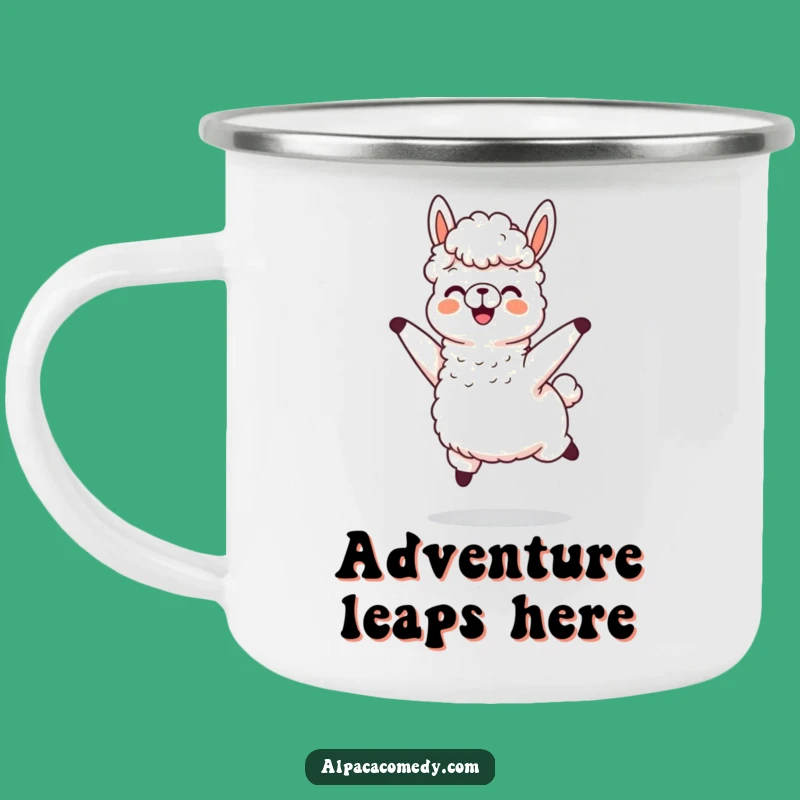 Funny Alpaca Joy Jump Camping Mug, Flying Wool Alpaca Adventure Gift