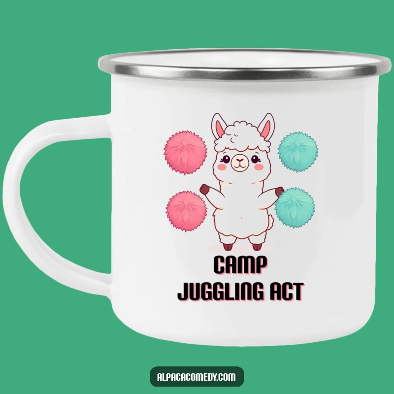 Funny Juggling Alpaca Camping Mug - Adventure Llama Character Cup