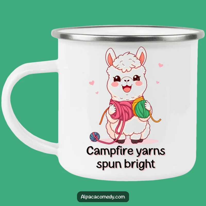 Campfire Connections: Funny Kawaii Alpaca Yarn Sharing Mug!