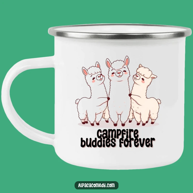 Funny Alpaca Nudge Camping Mug, Playful Group Alpaca Adventure Gift