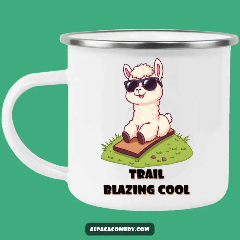 Funny Alpaca Sunglasses Camping Mug, Cool Hill Sliding Alpaca Gift