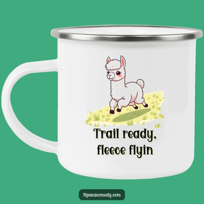 Funny Galloping Alpaca Camping Mug - Rustic Windblown Fleece Adventure Cup