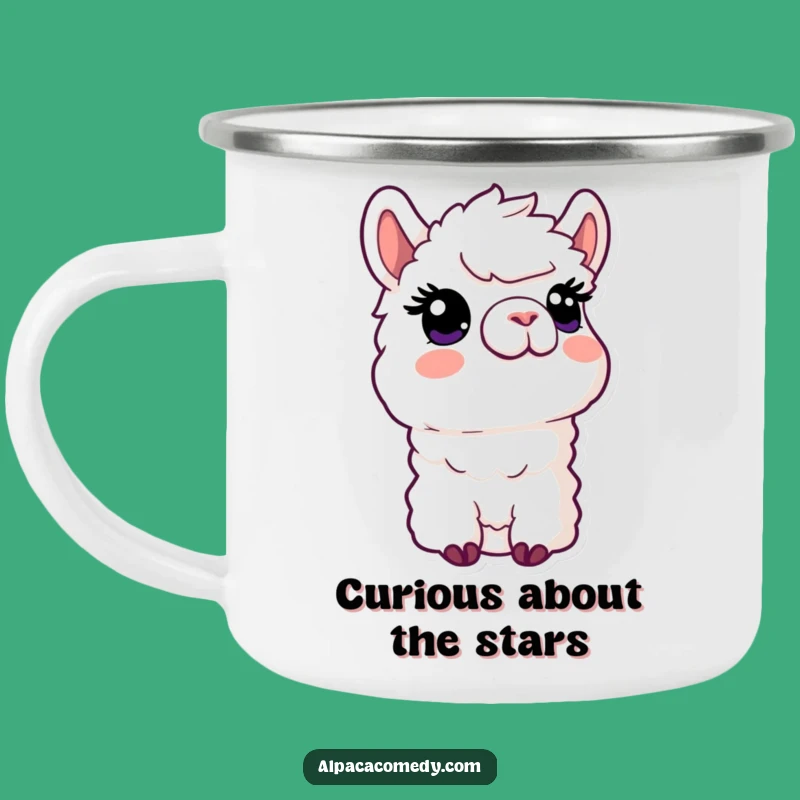 Funny Kawaii Alpaca Camping Mug, Curious Upward Gaze Cup, Outdoor Funny Gift