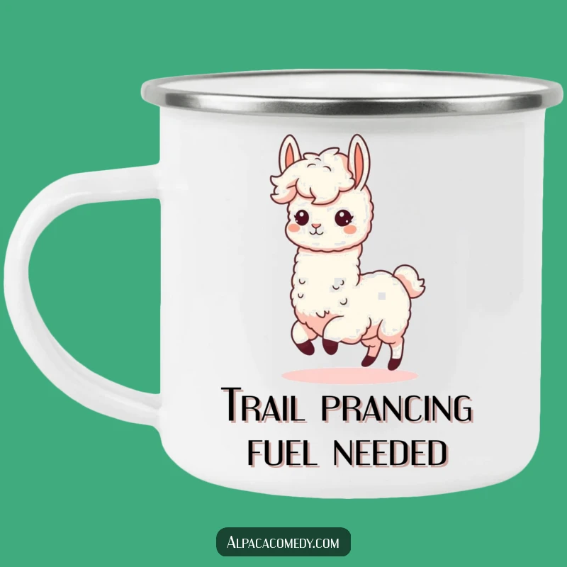 Take your morning brew on an adventure with this funny alpaca camping mug. The prancing alpaca and fluffy mane bring cheerful humor to the great outdoors.