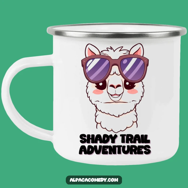 Funny Kawaii Alpaca Sunglasses Camping Mug - Cool Happy Outdoors, Humorous Gift