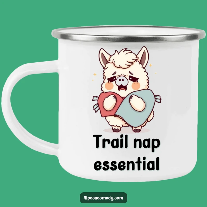 Funny Tired Alpaca Camping Mug - Cozy Yawn Adventure Gear