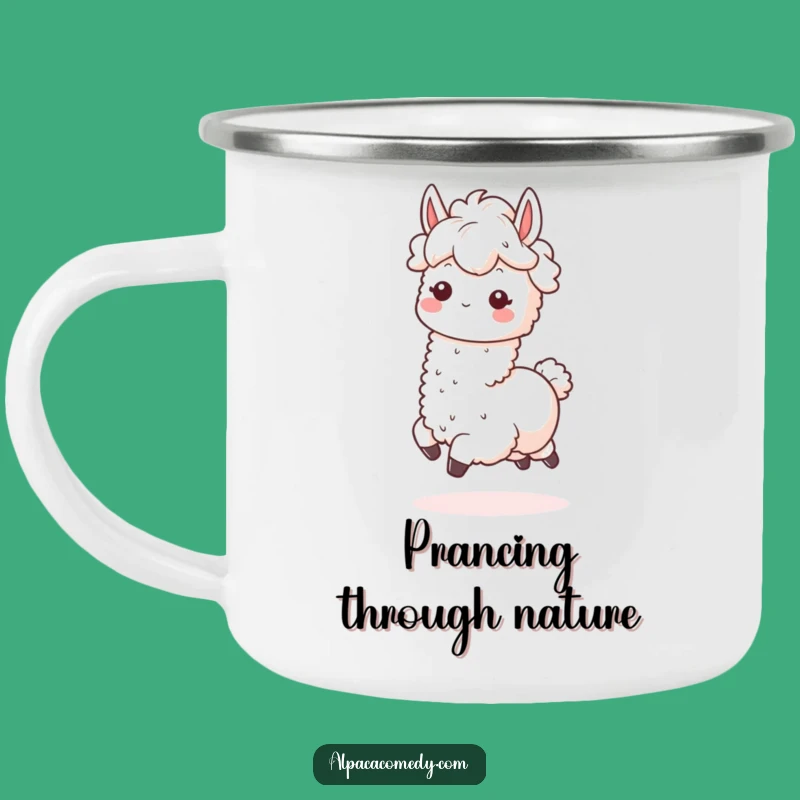 Funny Kawaii Alpaca Camping Mug, Fluffy Mane Enamel Cup, Outdoor Funny Gift