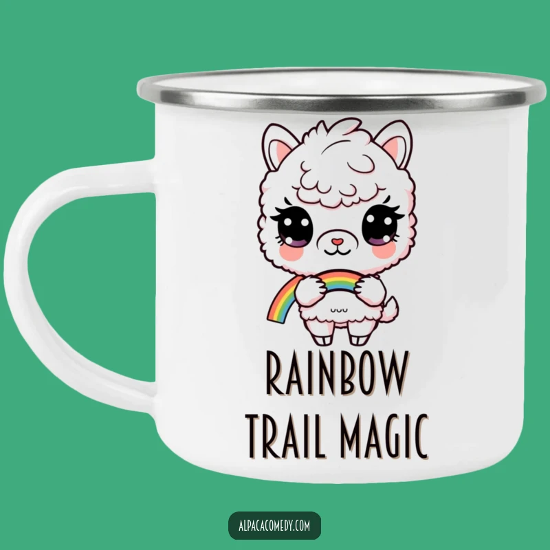 Funny Curious Alpaca Rainbow Camping Mug: Magical Adventures, Great Funny Gift