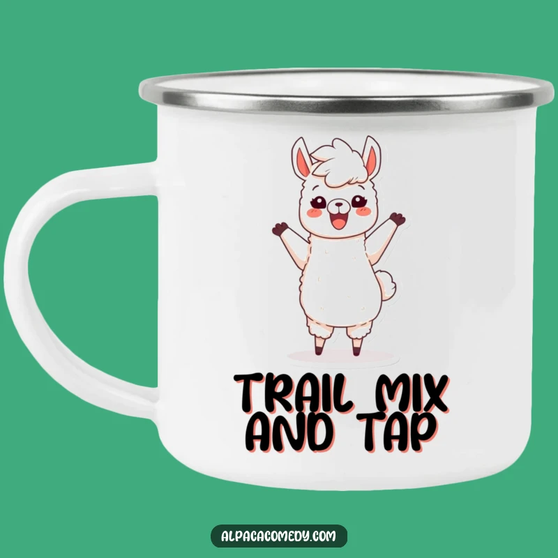 Funny Dancing Alpaca Camping Mug: Joyful Character with Fluffy Mane, Outdoor Gift