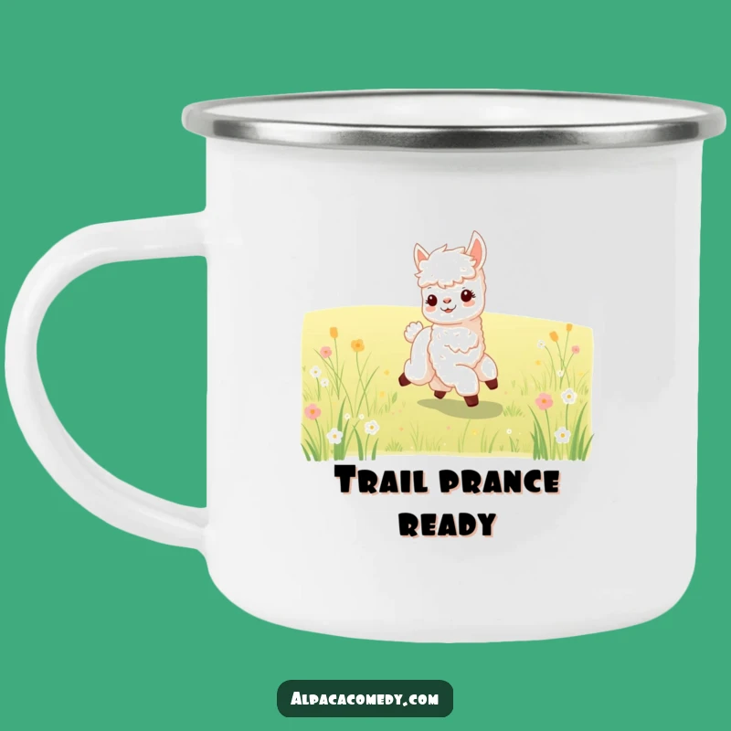 Funny Baby Alpaca Prancing Camping Mug: Outdoor Joy, Cute Funny Gift