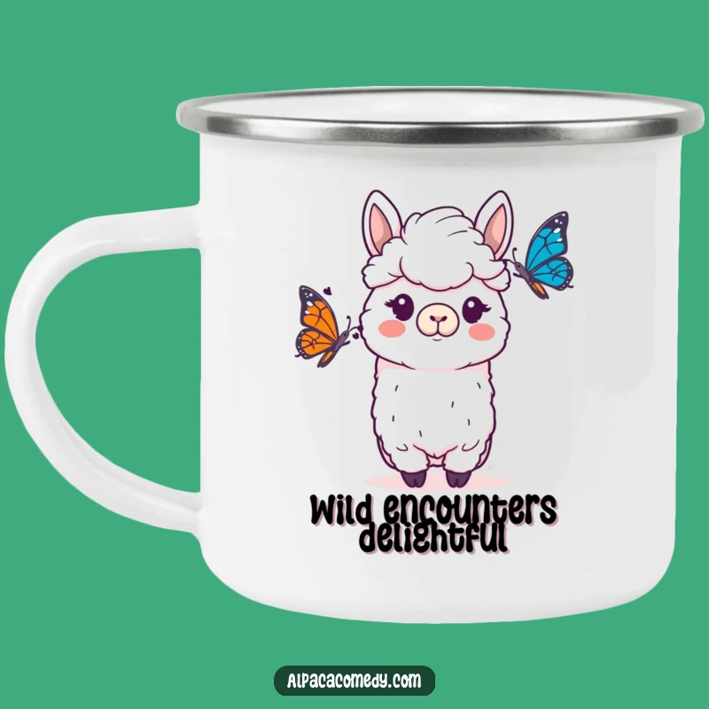 Funny Alpaca Surprise Camping Mug - Outdoor Butterfly Fun