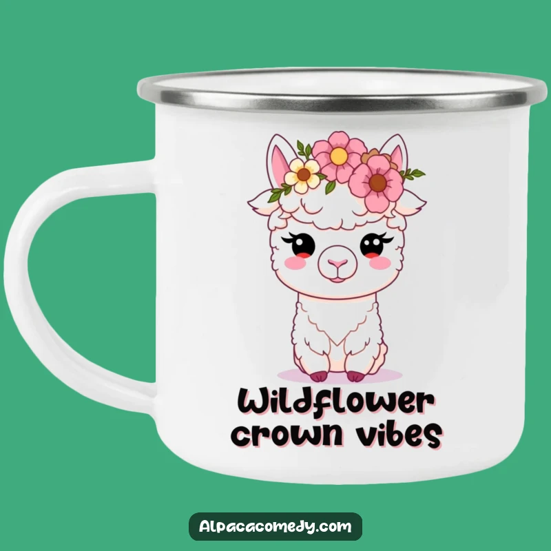 Funny Kawaii Alpaca Bloom Camping Mug - Outdoors & Humorous Gift!