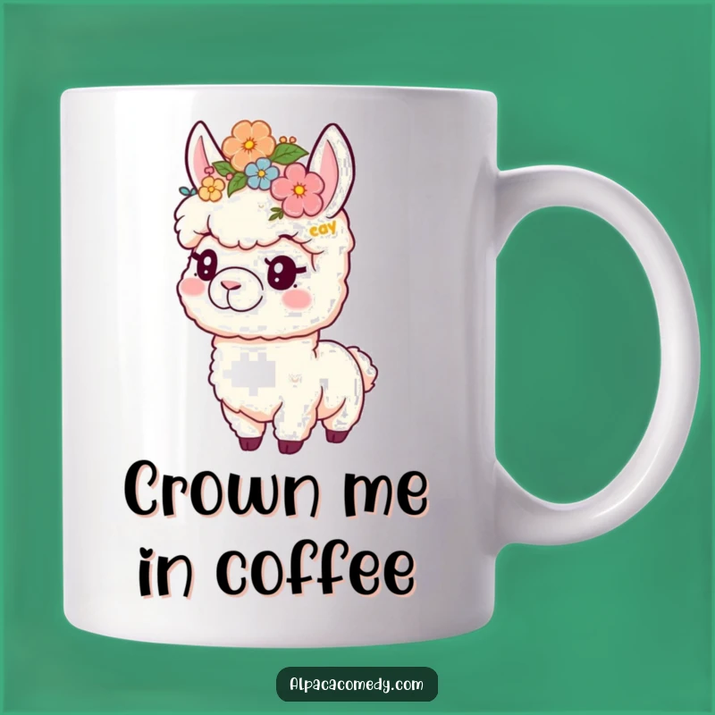 Funny Flower Crown Alpaca Mug: Adorable Alpaca Gift for Cute Moments