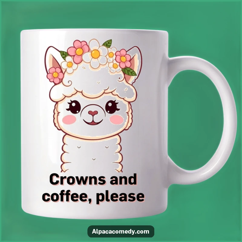 Funny Kawaii Alpaca Flower Crown Mug: Sweet & Gentle Gift!