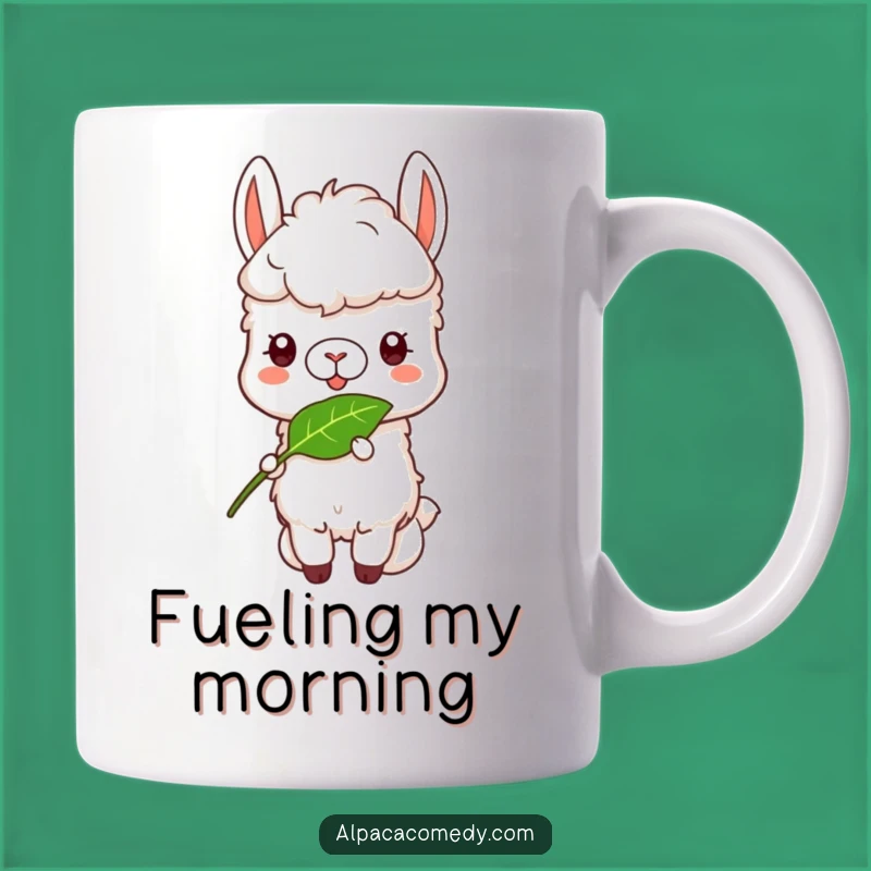 Funny Alpaca Munch Mug - Happy Leaf Eating Gift for Alpaca Lovers