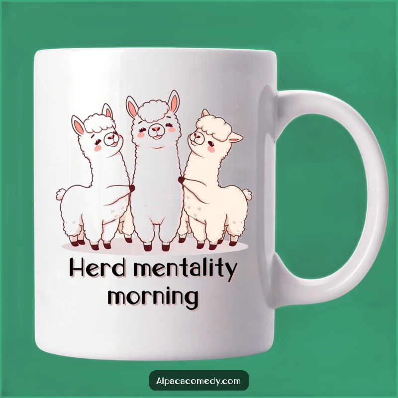 Funny Alpaca Nudge Mug, Playful Group Alpaca Gift for Friends