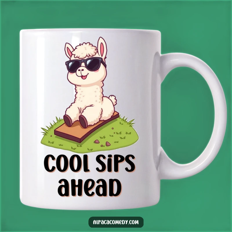 Funny Alpaca Sunglasses Mug, Cool Hill Sliding Alpaca Gift for Him