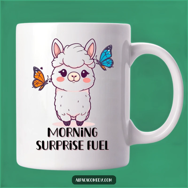Funny Alpaca Surprise Mug - Butterfly Encounter Gift for Alpaca Fans