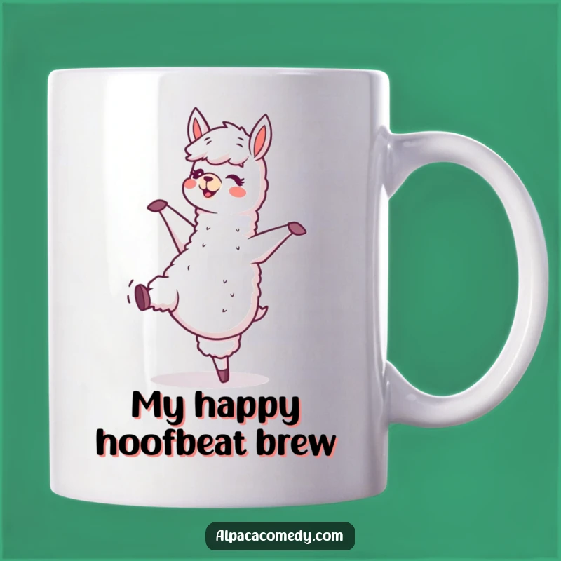 Funny Dancing Alpaca Joyful Gift Mug - Happy Llama Character Coffee Cup