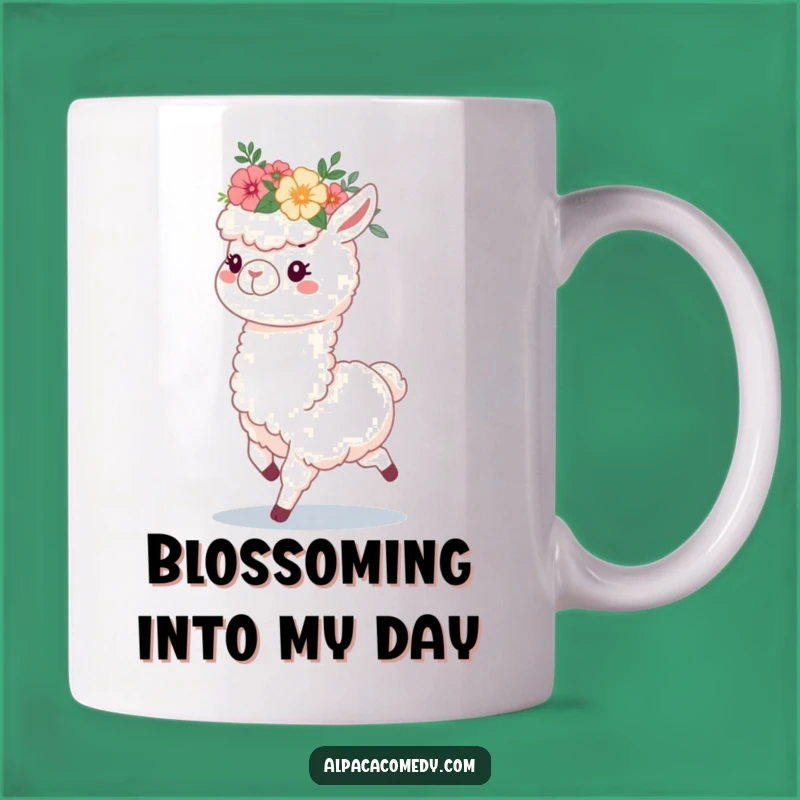 Funny Fluffy Alpaca Flower Crown Mug, Perfect Cheerful Gift for Alpaca Lovers