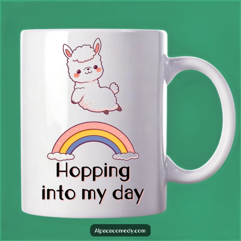 Funny Kawaii Alpaca Rainbow Jump Mug - Joyful Delight, Perfect Humorous Gift