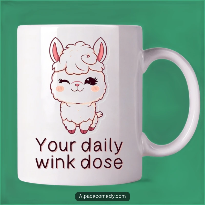 Funny Kawaii Alpaca Winking Mug, Long Eyelashes Charm, Perfect Funny Gift for Flirts