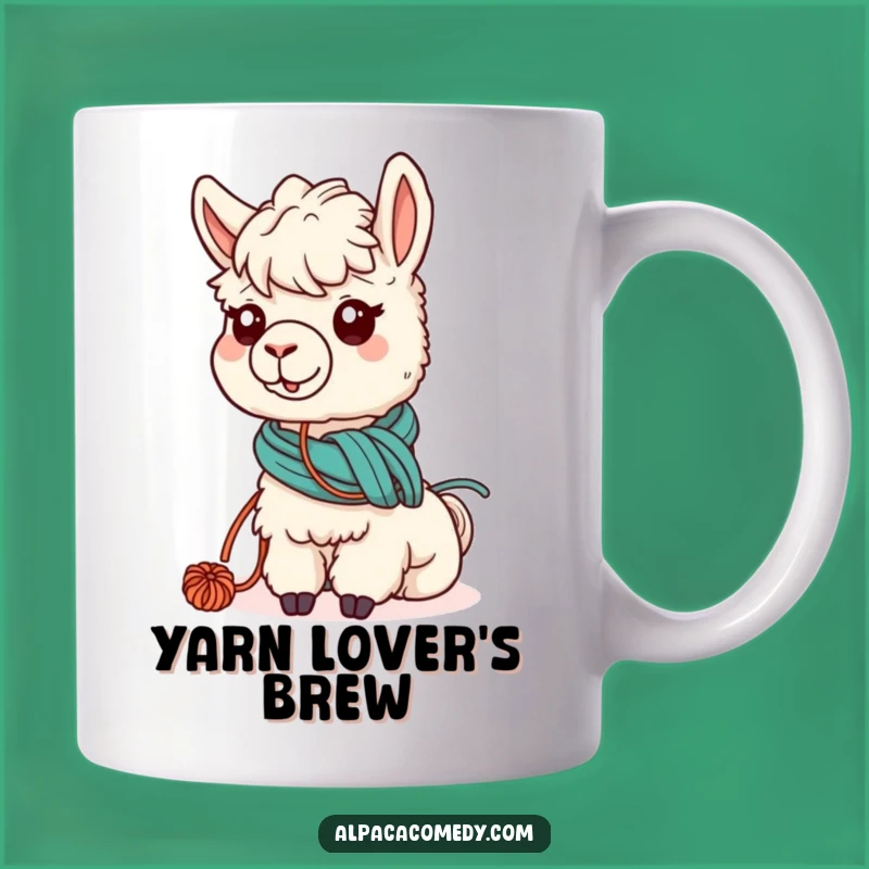 Funny Kawaii Alpaca Yarn Mug, Adorable Grazing Alpaca Gift for Crafters