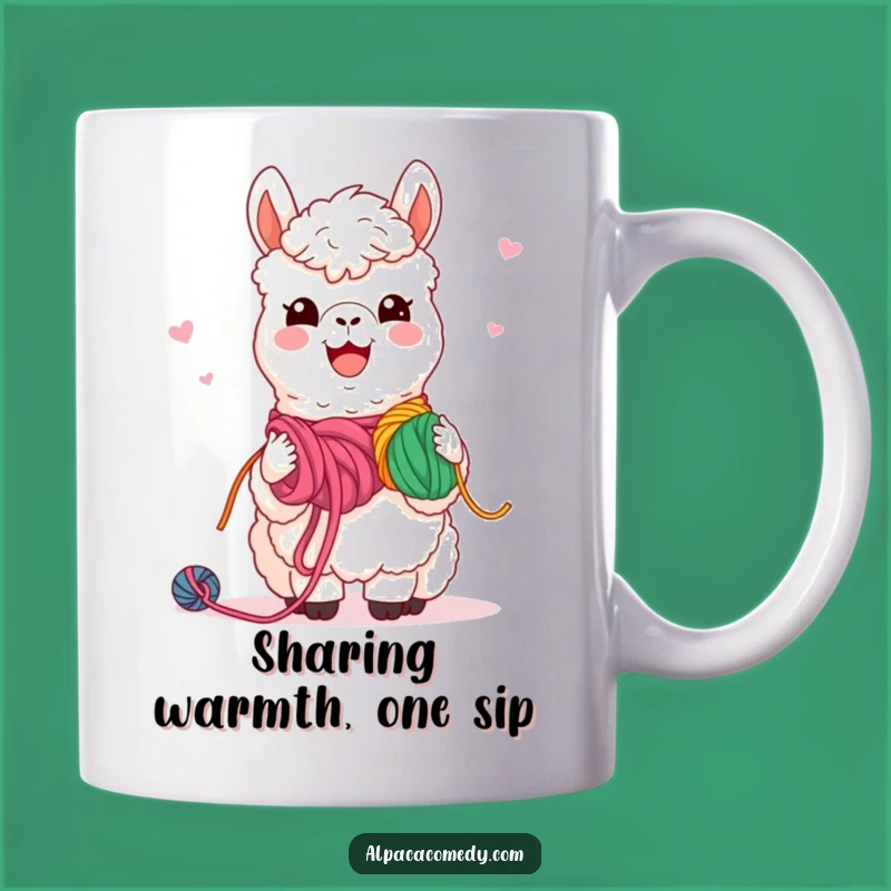 Funny Kawaii Alpaca Yarn Sharing Mug: Friendship & Fun Gift!