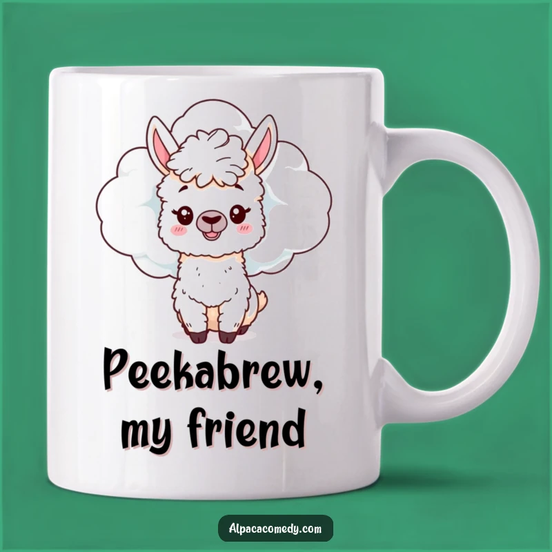 Funny Mischievous Alpaca Cloud Mug - Peek-a-Boo Humor Gift Idea
