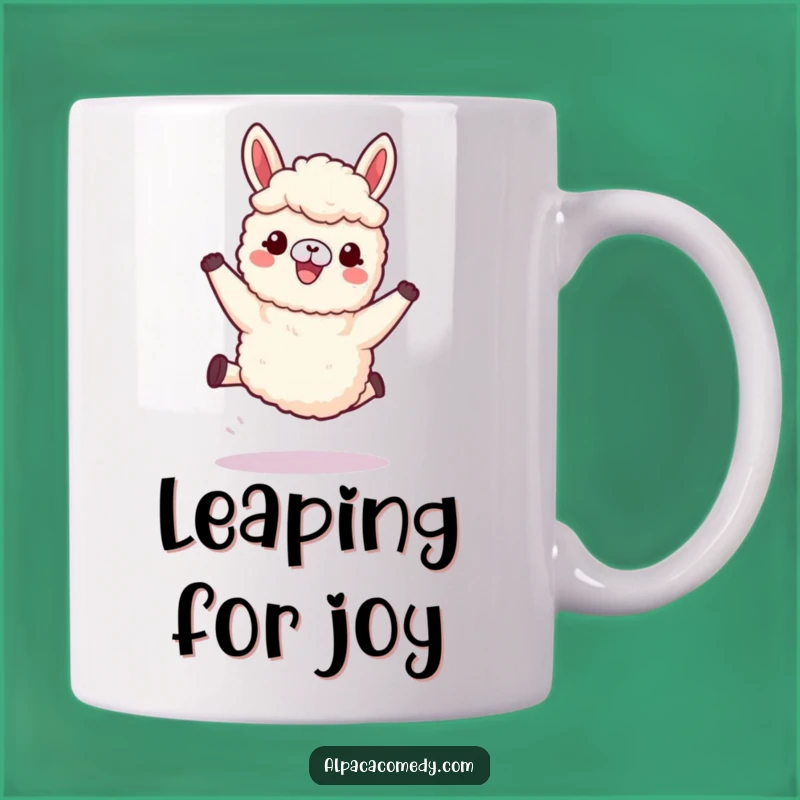 Funny Kawaii Alpaca Leaping Mug, Woolly Legs Joy, Perfect Funny Gift for Energetic Souls