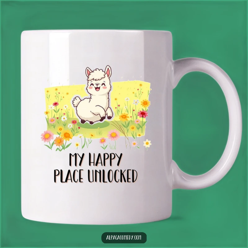 Funny Joyful Alpaca Wildflower Field Mug - The Perfect Happy Gift