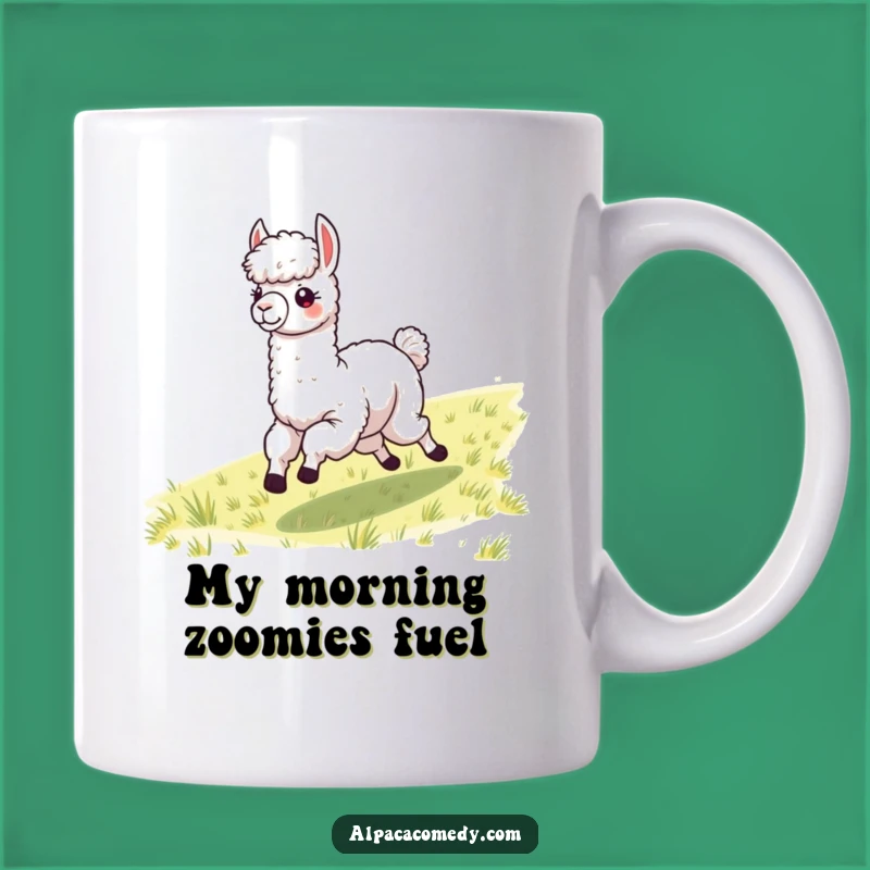 Funny Alpaca Galloping Fleece Mug - Hilarious Windblown Running Alpaca