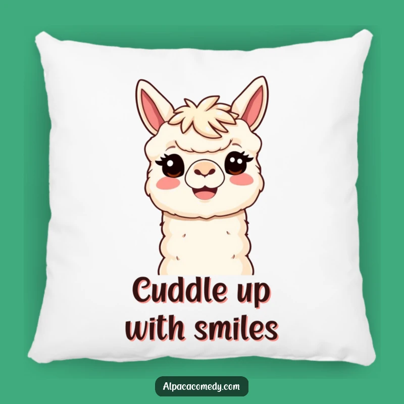 Funny Kawaii Alpaca Smile Pillow - Cozy Welcoming Comfort, Cute Humorous Accent