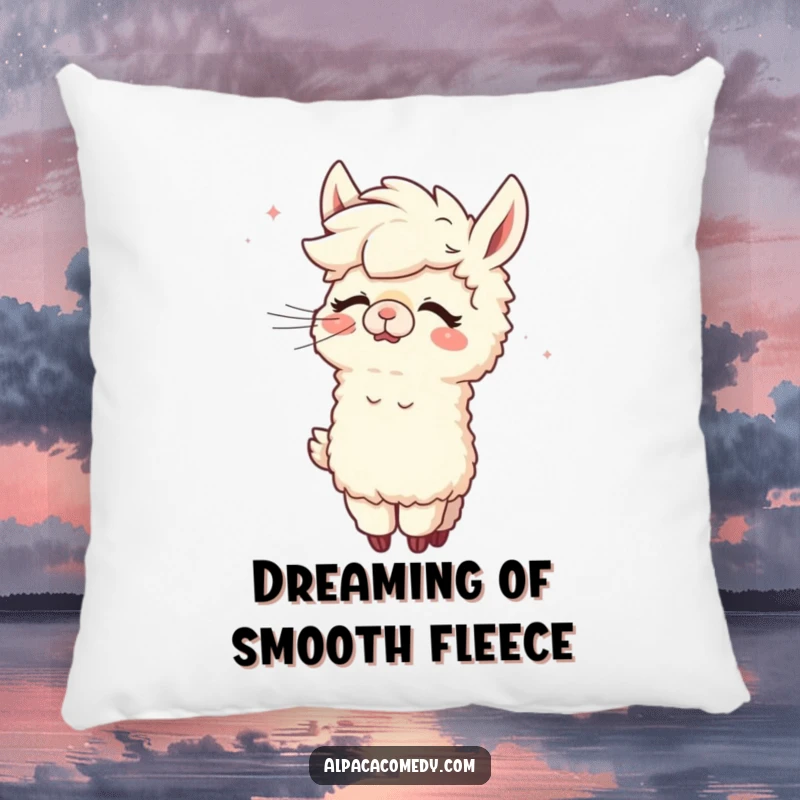 Funny Alpaca Pillow: A plush alpaca in a state of hilarious giggles as the wind amusingly styles its fleece.